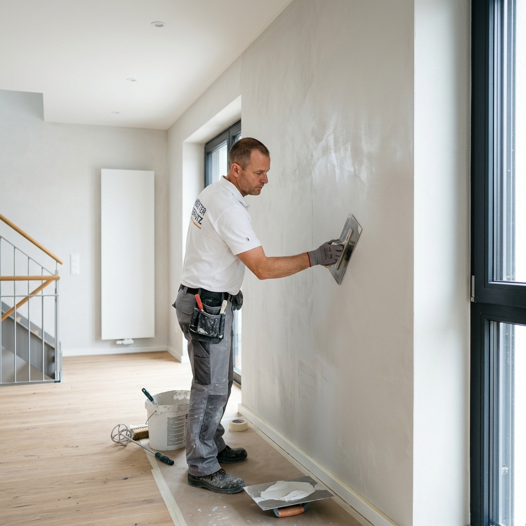 Perfekter Innenputz in modernem Wohnzimmer